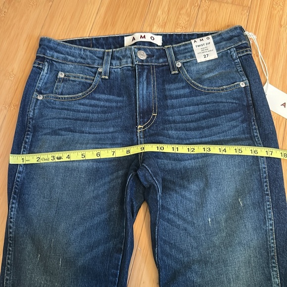AMO Twist Zip Slim Fit Mid Rise Denim Jeans size Women’s 27, NWT! - Picture 9 of 12